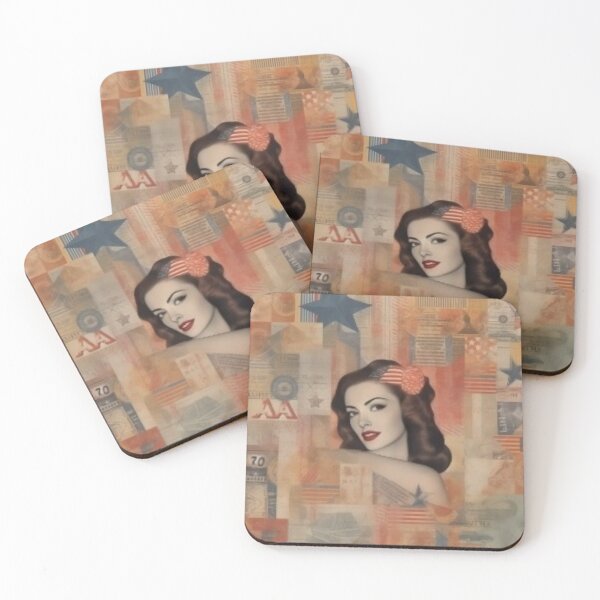 Item preview, America Beauty Retro Vintage Patchwork Collage Pattern of Americana designed and sold by BrandonArtWorld.