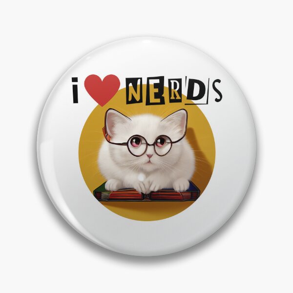 Item preview, I LOVE NERDS nerd cat cute books lover geek vintage library designed and sold by lesvalises.
