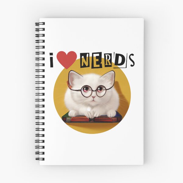 Item preview, I LOVE NERDS nerd cat cute books lover geek vintage library designed and sold by lesvalises.