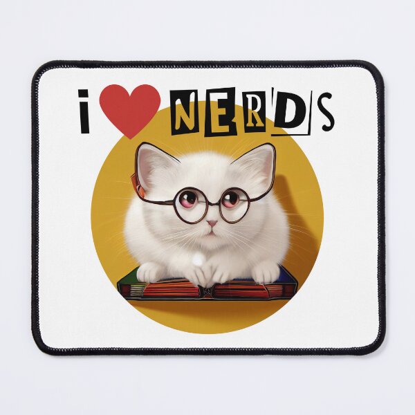 Item preview, I LOVE NERDS nerd cat cute books lover geek vintage library designed and sold by lesvalises.