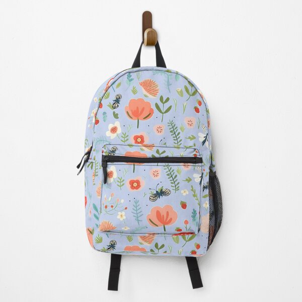 Item preview, Nordic summer: Blue floral and whimsical butterflies with strawberries designed and sold by OrganicDSGN.