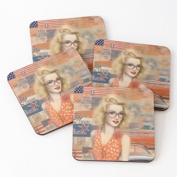 Item preview, America Beauty Retro Vintage Patchwork Collage Pattern of Americana designed and sold by BrandonArtWorld.