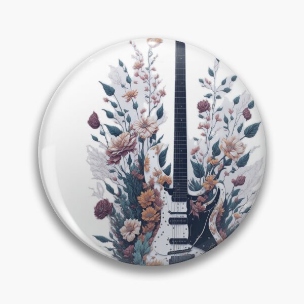 Item preview, Melodies of Beauty: Detailed Illustration of an Electric Guitar with Beautiful Flowers designed and sold by RedArtG09.