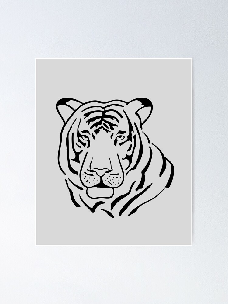 Black And White Tiger Portrait Drawing Poster By Printpress Redbubble