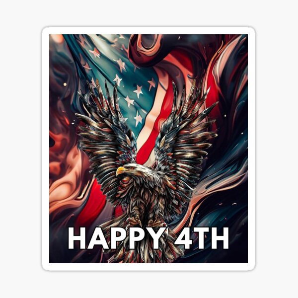 Happy 4th of july american flag bald eagle Sticker
