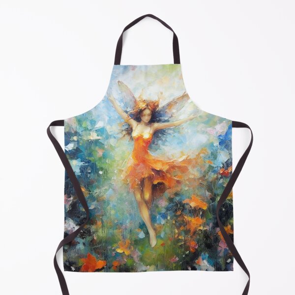 Item preview, Fairy Flight Fantasy - Vivid Fairy Academia Fantasy Painting, 20" x 20", Energetic Dynamism, Graceful Movement, Orange & Aquamarine, Wall Art, Home Decor designed and sold by stateofhuman.