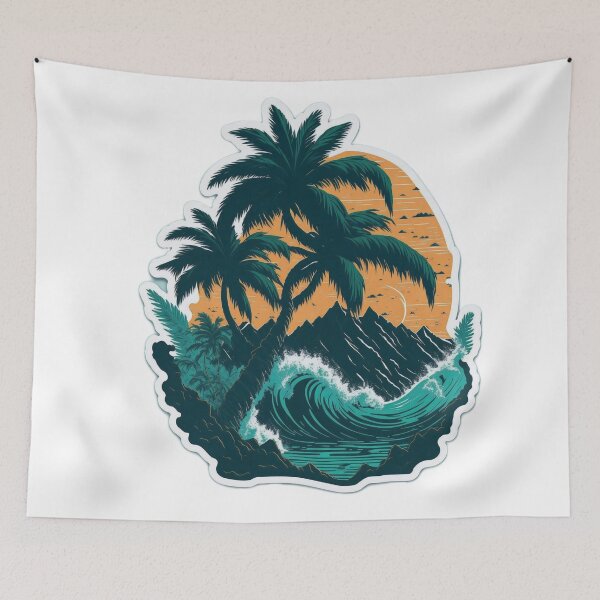Item preview, Majestic Palm Tree: Green Color Sticker with Digital Painting Style designed and sold by RedArtG09.