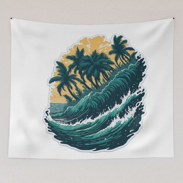 Item preview, Sunset Serenity: Majestic Palm Tree against Mountains and Clouds designed and sold by RedArtG09.