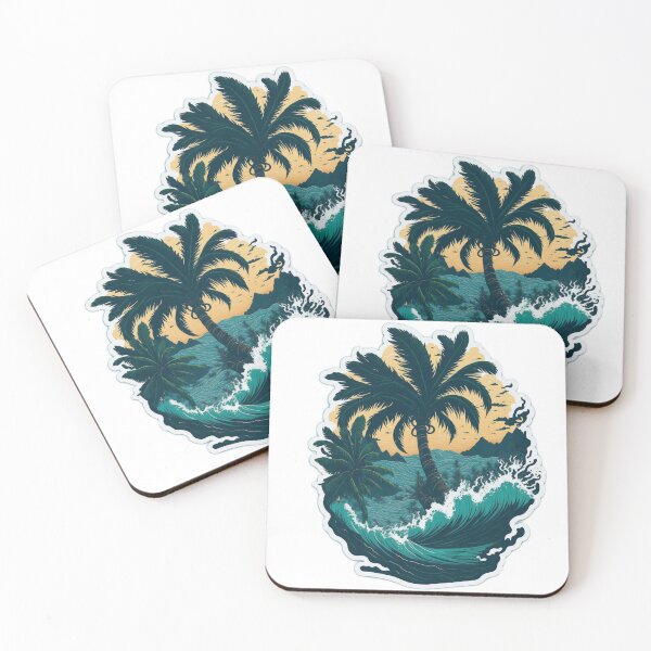 Item preview, Ocean Power: Majestic Palm Tree with Big Sea Waves and Water Splashes designed and sold by RedArtG09.