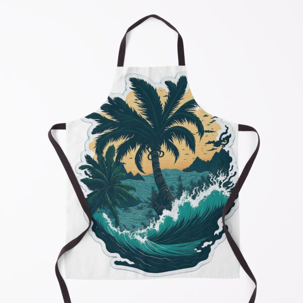Item preview, Ocean Power: Majestic Palm Tree with Big Sea Waves and Water Splashes designed and sold by RedArtG09.