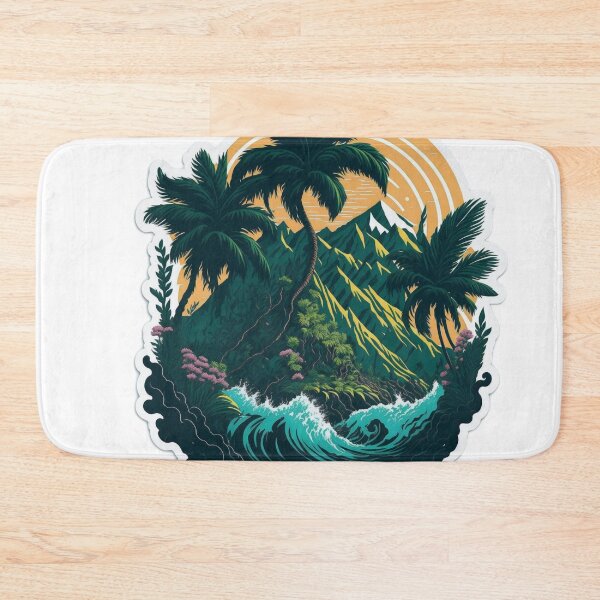 Item preview, Whimsical Fantasy: Majestic Palm Tree with Colorful Flower Surround designed and sold by RedArtG09.
