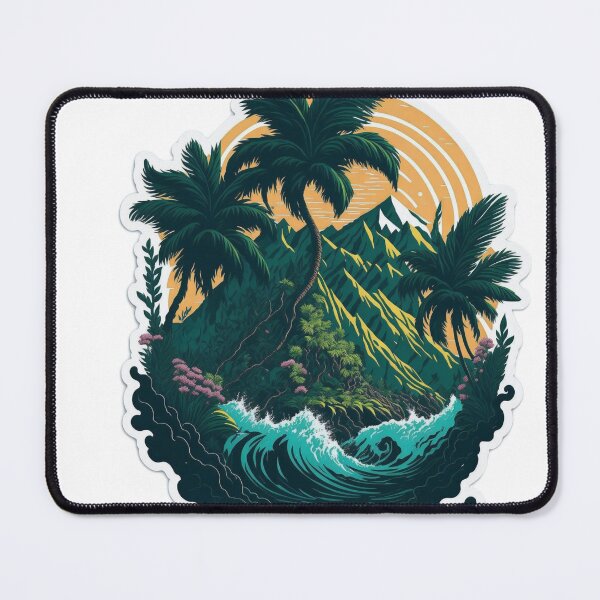 Item preview, Whimsical Fantasy: Majestic Palm Tree with Colorful Flower Surround designed and sold by RedArtG09.