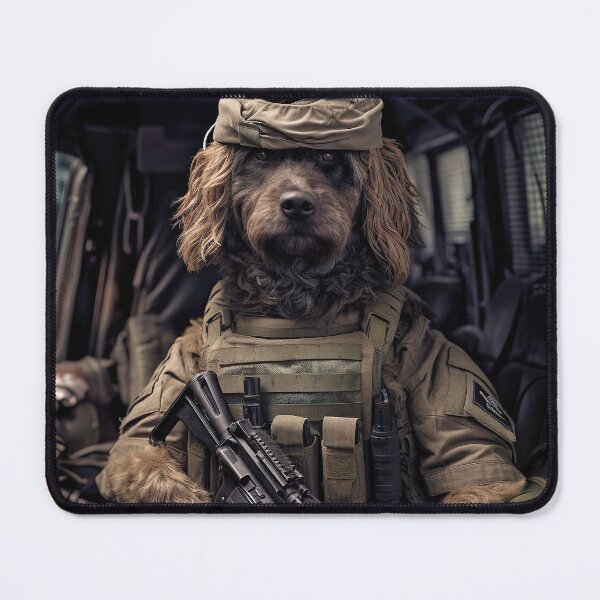 Item preview, Combat Canine - Unique Car-Riding Military Dog Illustration designed and sold by DoPrint.