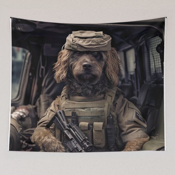 Item preview, Combat Canine - Unique Car-Riding Military Dog Illustration designed and sold by DoPrint.