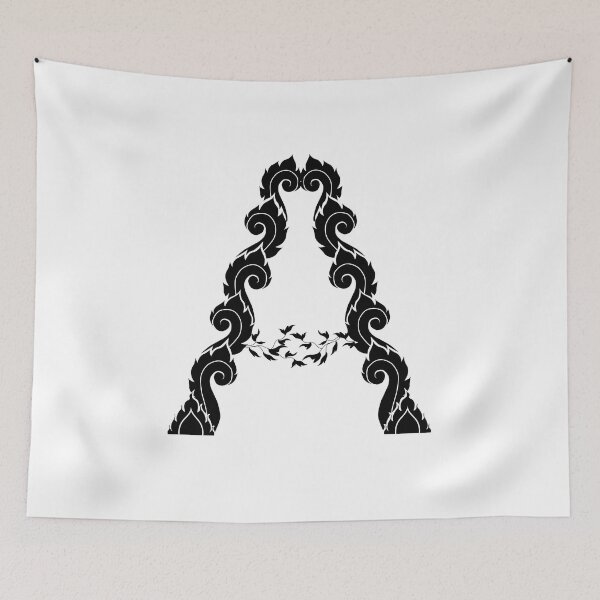 Item preview, Black elegant letter A with Thai art elements. designed and sold by KanyaluckArtist.