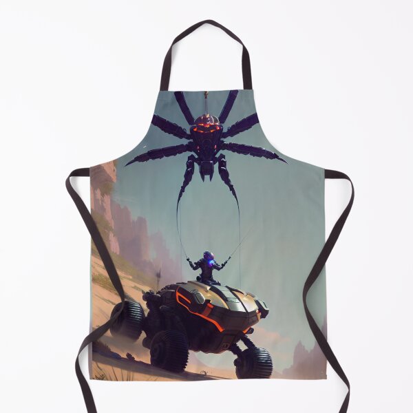 Item preview, Spider robot chasing a man on an all-terrain vehicle designed and sold by MadinaFatt.