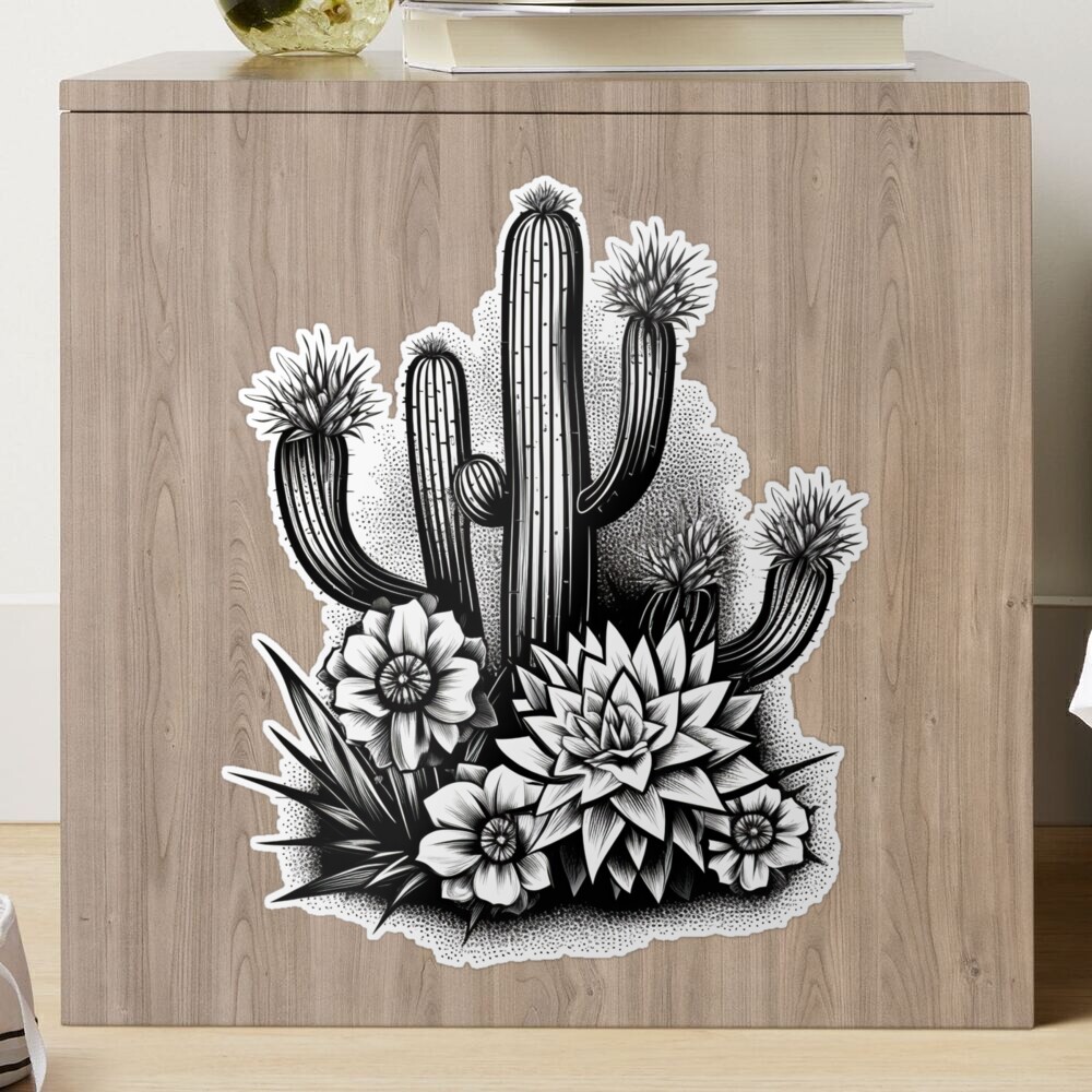 Ralistic sober cactus plant decal