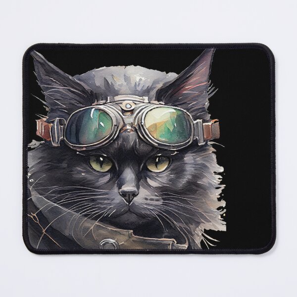 Item preview, Black Cat Aviator wearing Goggles designed and sold by Sturdust.