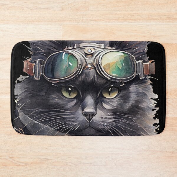 Item preview, Black Cat Aviator wearing Goggles designed and sold by Sturdust.