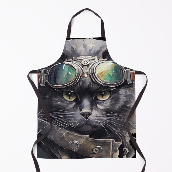 Item preview, Black Cat Aviator wearing Goggles designed and sold by Sturdust.