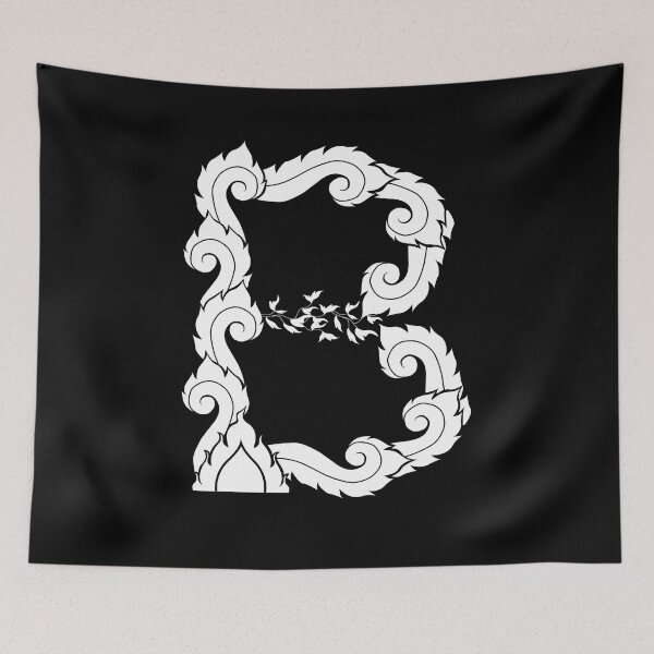Item preview, White elegant letter B with Thai art elements. designed and sold by KanyaluckArtist.
