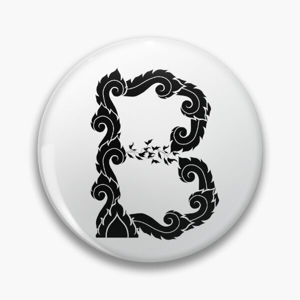 Item preview, Black elegant letter B with Thai art elements. designed and sold by KanyaluckArtist.