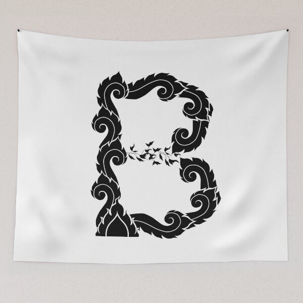 Item preview, Black elegant letter B with Thai art elements. designed and sold by KanyaluckArtist.