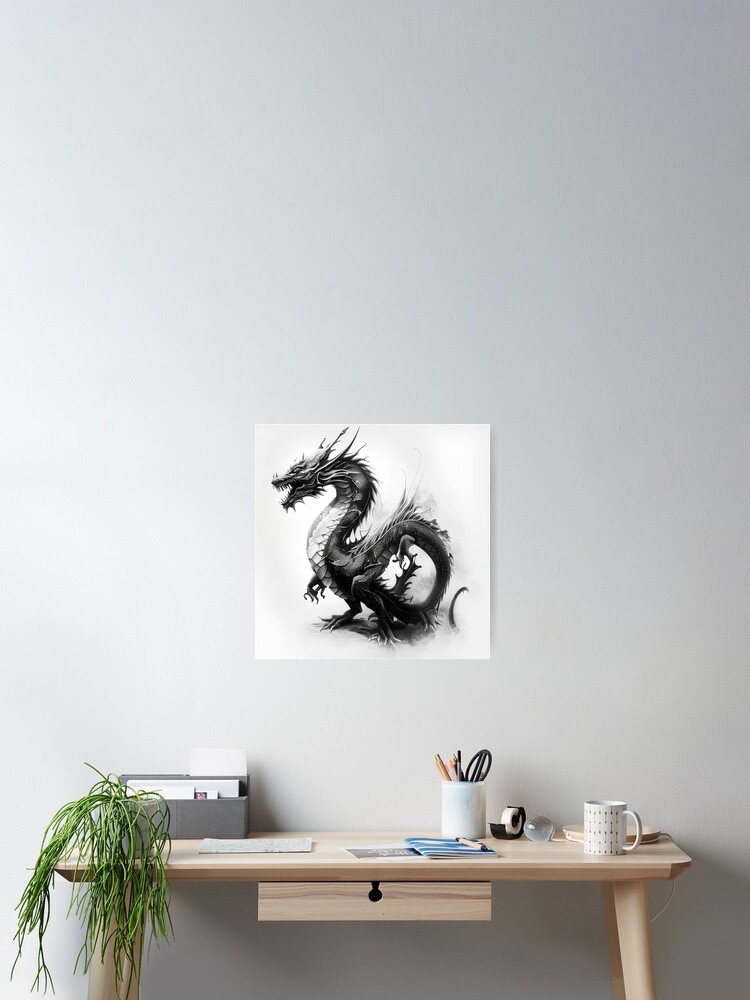 Chinese Dragon drawing Poster for Sale by Pencil-Art