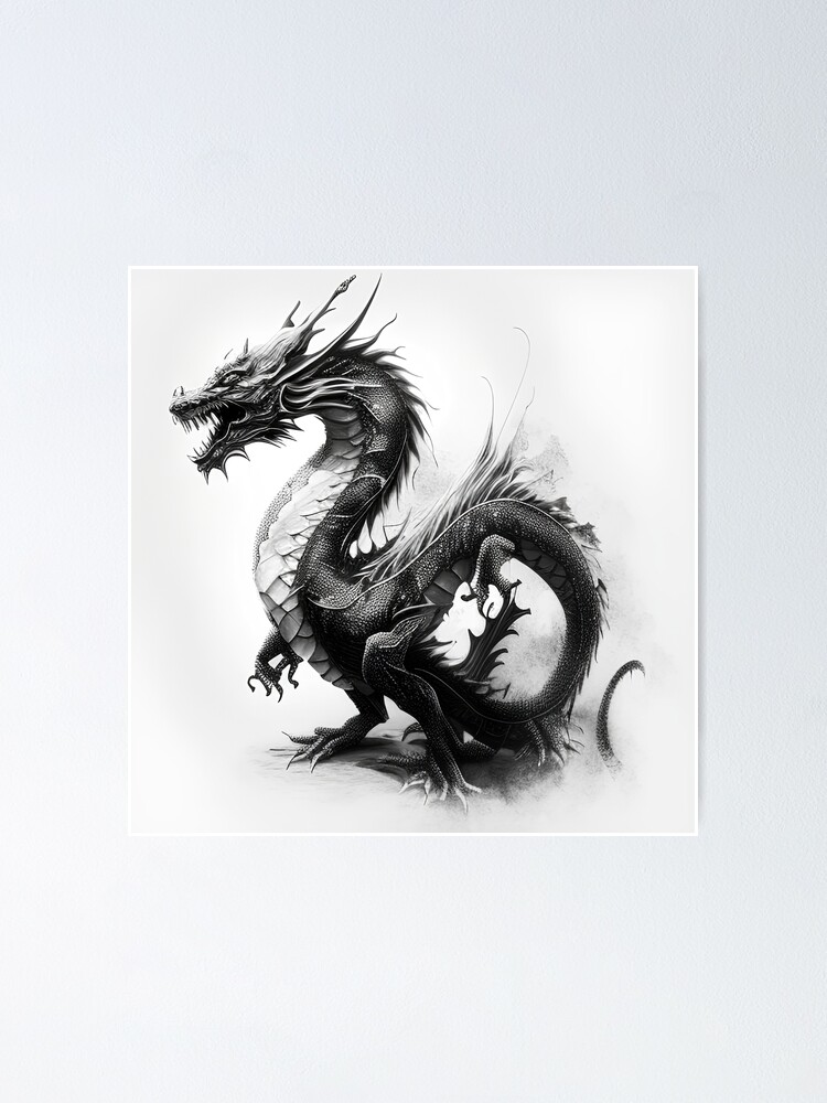 Chinese Dragon drawing Poster for Sale by Pencil-Art