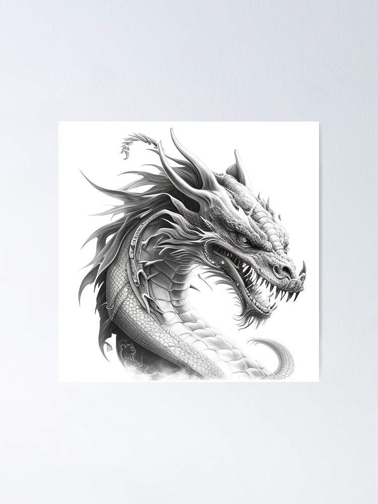 Chinese Dragon drawing Poster for Sale by Pencil-Art