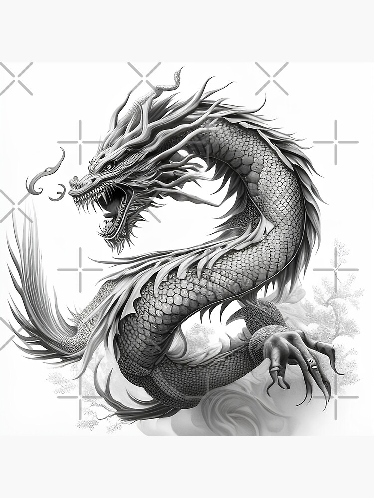 Chinese Dragon drawing Poster for Sale by Pencil-Art