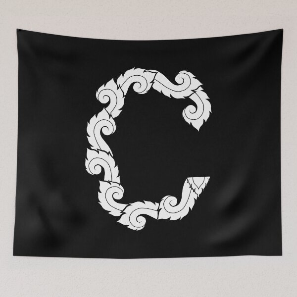 Item preview, White elegant letter C with Thai art elements. designed and sold by KanyaluckArtist.