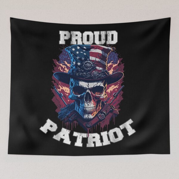 Artikelvorschau, Stolzer amerikanischer Patriot-Totenkopf mit Gewehren, 4. Juli entworfen und verkauft von PhotoArtMC.