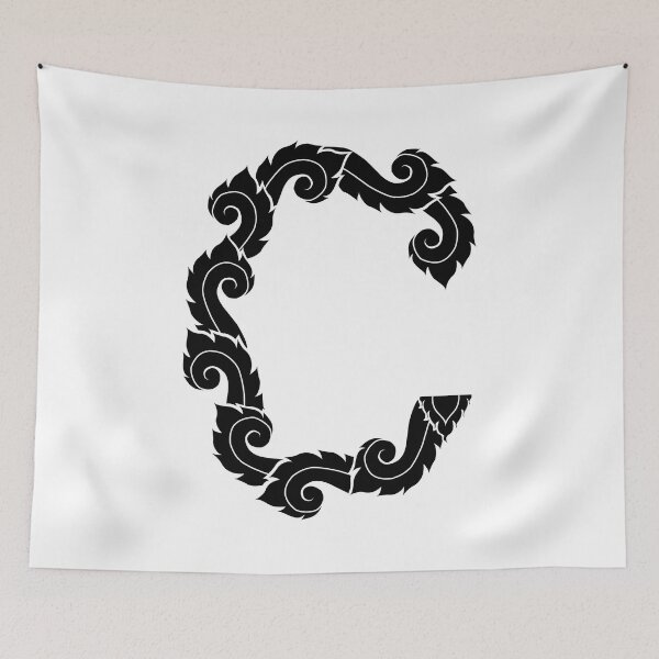 Item preview, Black elegant letter C with Thai art elements. designed and sold by KanyaluckArtist.