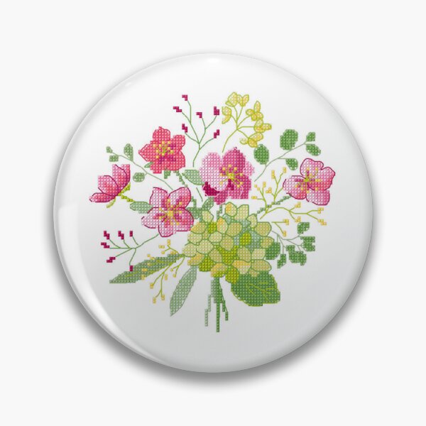 Item preview, BOUQUET OF PINK AND YELLOW SPRING FLOWERS CROSS STITCH. designed and sold by coffeeflavour.