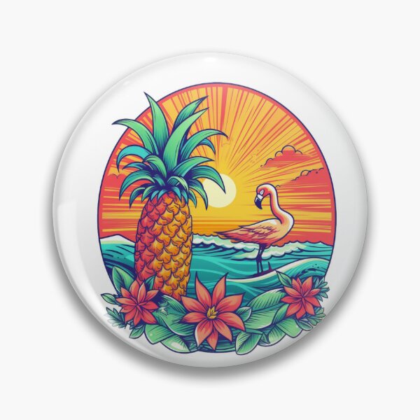Item preview, summer patterns with flamingos and pineapples designed and sold by printiesart.