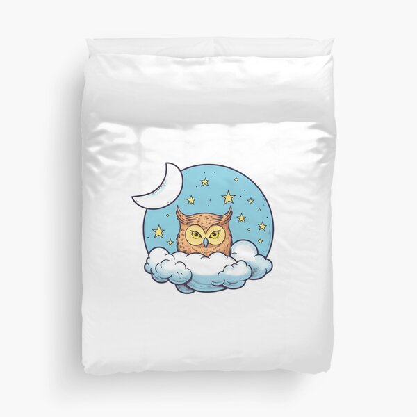 Night Owl Watching from a Cloud Duvet Cover