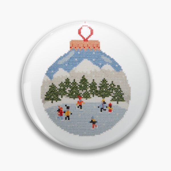 Item preview, CHRISTMAS TREE BALL WITH SNOW, TREES AND CHILDREN CROSS STITCH. designed and sold by coffeeflavour.