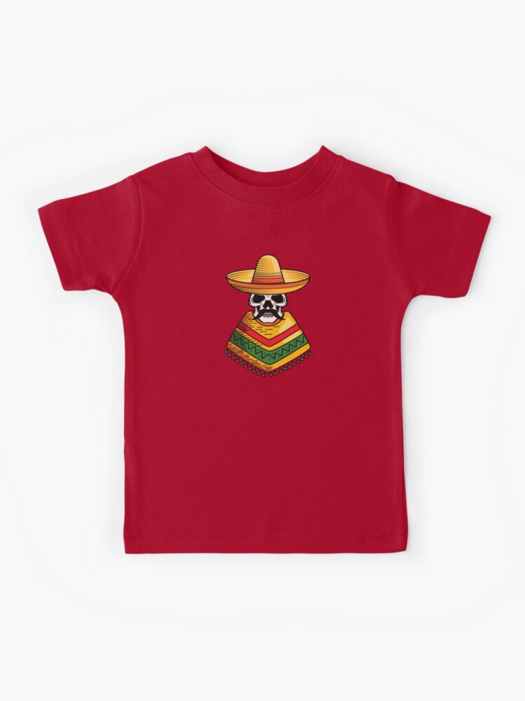 Mariachi skull with sombrero and poncho for cinco de mayo | Kids T-Shirt