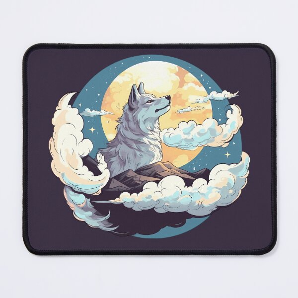 Item preview, White Mountain Wolf Gazing at the Moon Among Clouds designed and sold by Tabble-Dabble.