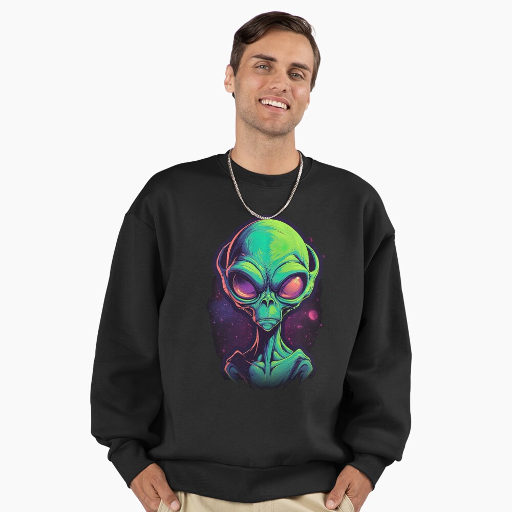 Alien Head Green Retro Grey Alien Graphic