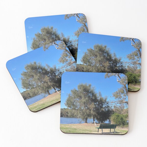 Item preview, Trees and bench by the river bank designed and sold by razaldo.