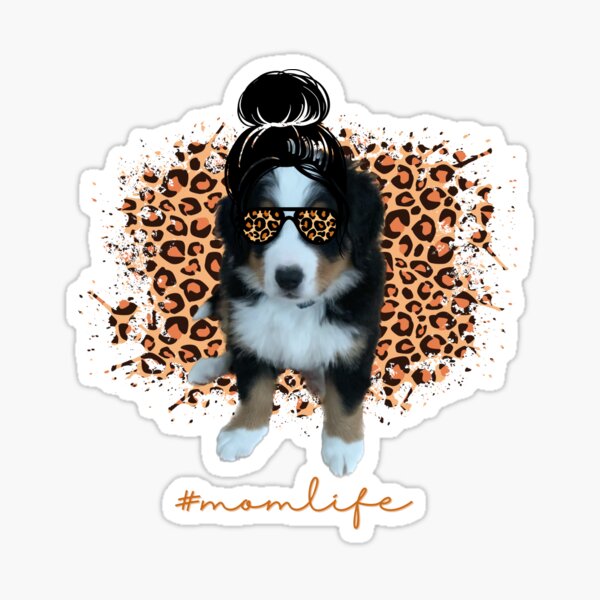 Mom Life Leopard Print Bernese Mountain Dog Sticker