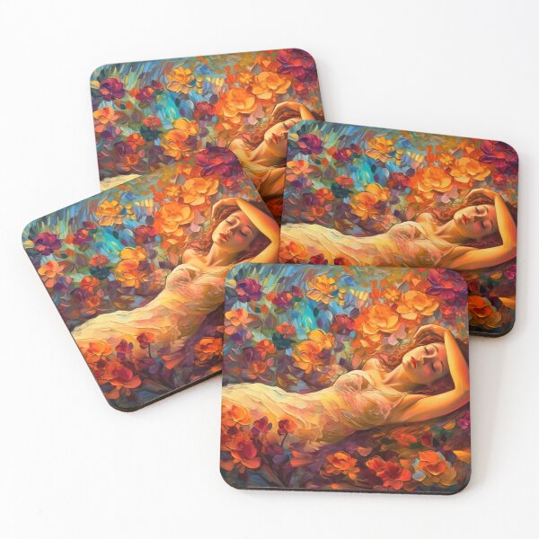 Item preview, Sleeping girl beauty in the flower garden designed and sold by Red Witch Art.