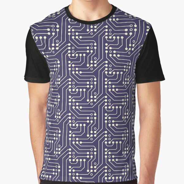 Vista previa del artículo con la obra «Patrón abstracto geométrico de microprocesador - Indigo & Ivory», diseñado y vendido por NataliaKiwibird.