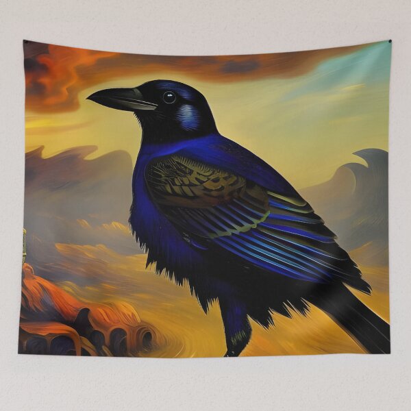 Item preview, Vintage Blue Crow, impasto, Ai Generated Art  designed and sold by ACC .