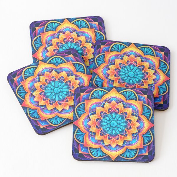 Item preview, Vibrante mandala cubofuturista con simbolismo luminoso y calmante designed and sold by SweetWhiskers.