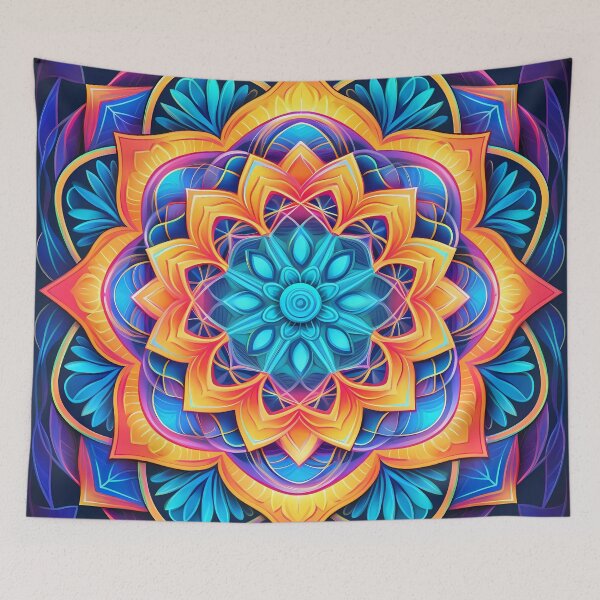 Item preview, Vibrante mandala cubofuturista con simbolismo luminoso y calmante designed and sold by SweetWhiskers.