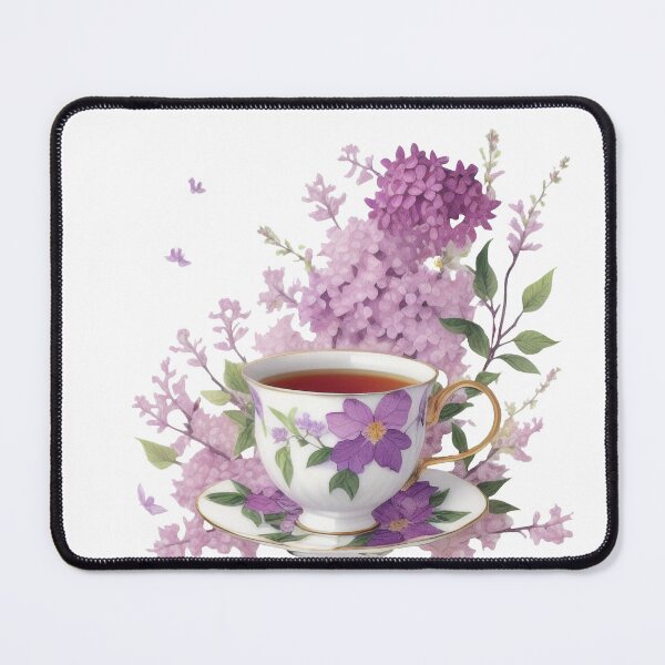 Item preview, cup of tea with lilac flowers on background designed and sold by Harmonysens.