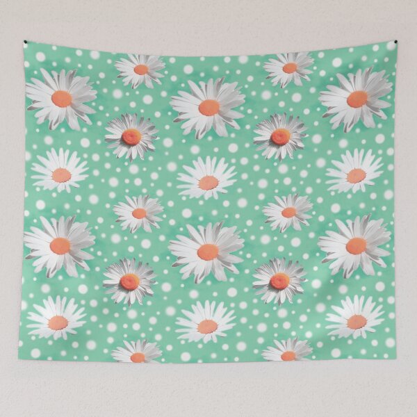 Item preview, Daisy dots pattern on a green background designed and sold by Pear Tree Studio.